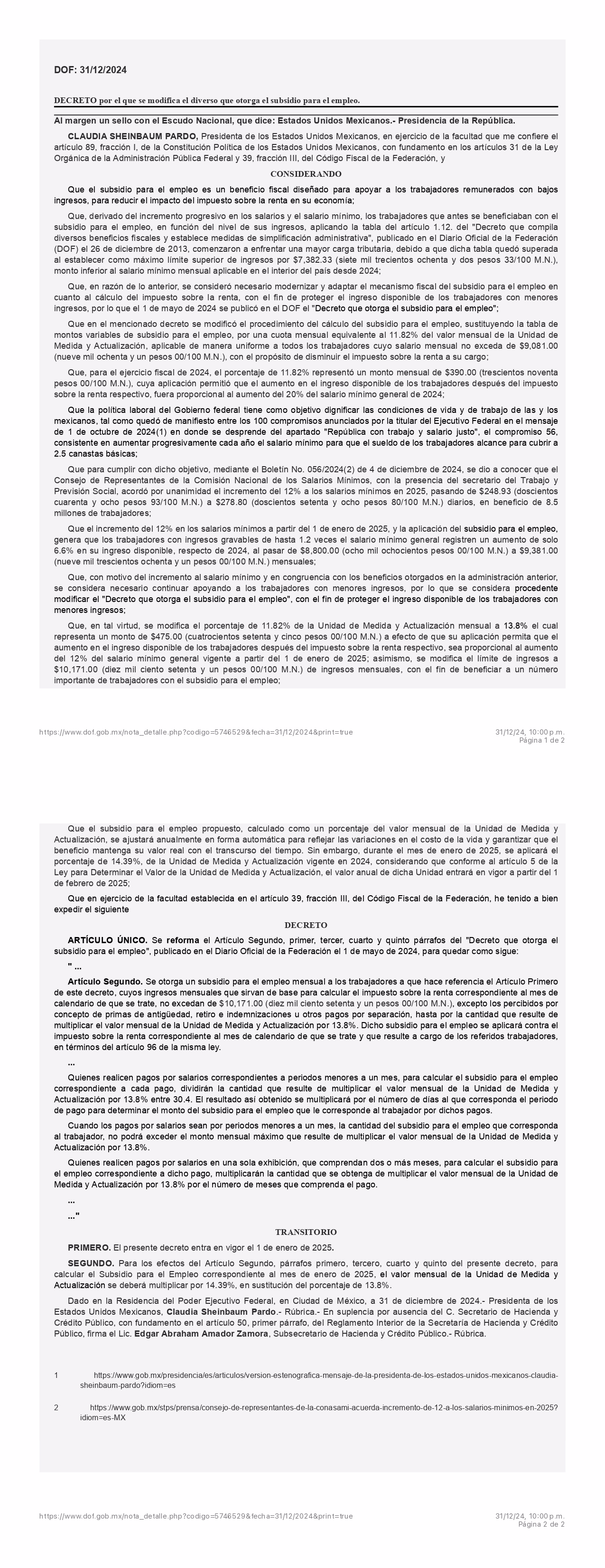 NUEVO SUBSIDIO AL EMPLEO 2025